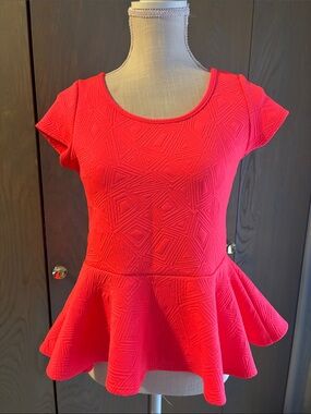 Say Anything Pink Scuba Knit Peplum Top Clubwear 2010 Party Hot Pink